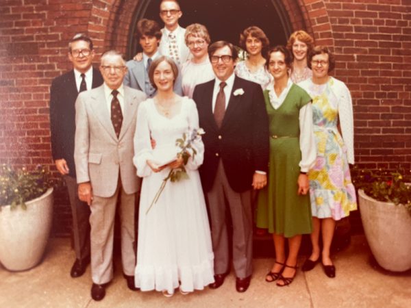 A photo of Ana Steele Clark's wedding, in her apartment at Chevy Chase House