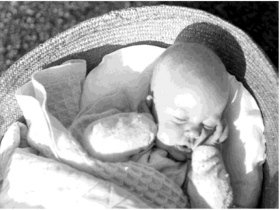 An undated photo of baby Elizabeth Jane Pratt MacLeish from a family memoir written by Jane's brother, James Pratt. The photograph was taken by her father Bill Pratt, who called it, "A Study in Ovals."